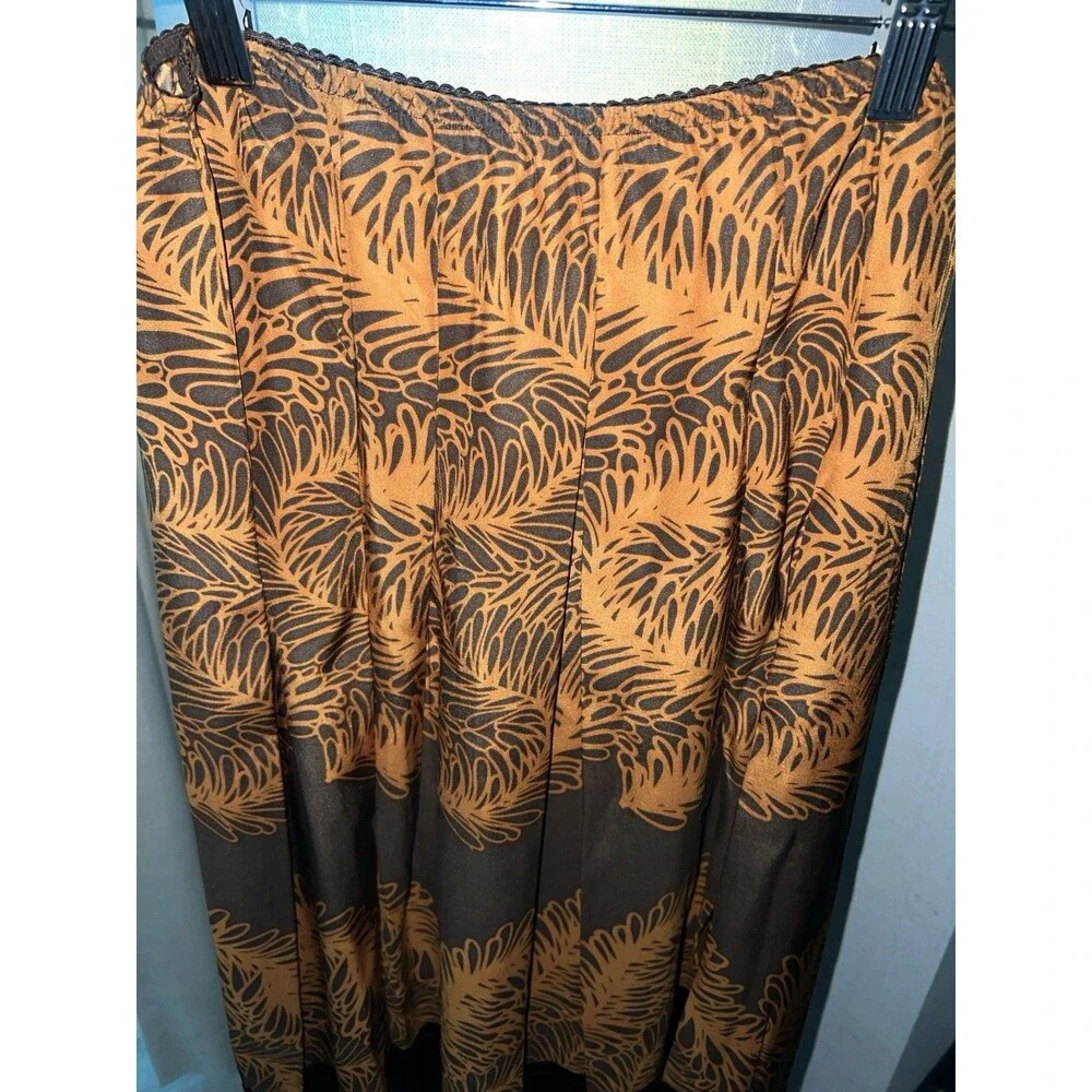 J. Jill Midi Skirt Womens 4 Silk Brown Floral Accordion Feminine Timeless Fairy - Picture 2 of 10